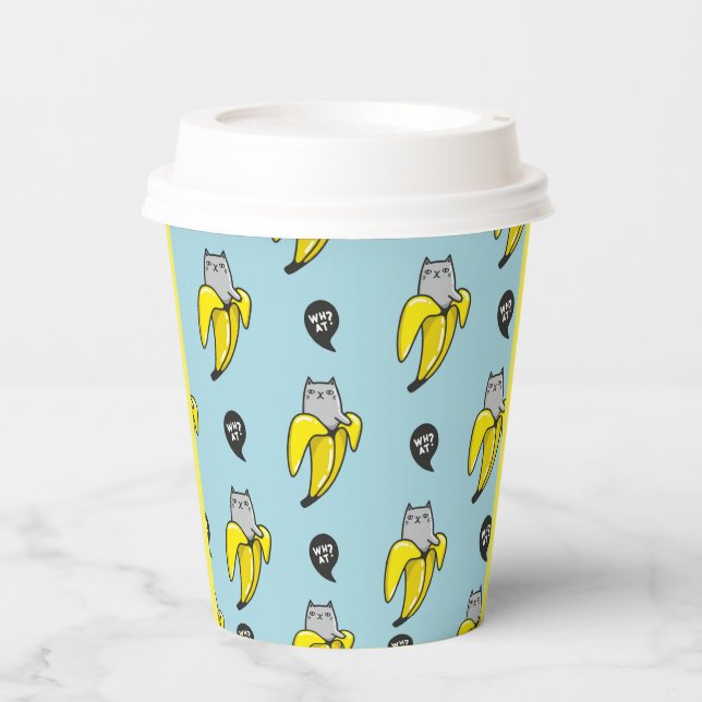 Vasos De Papel Gato en banana (Anverso)
