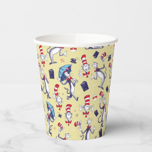 Vasos De Papel Gato en el sombrero | Patrón Amarillo (Izquierda)