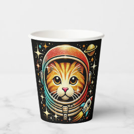 Vasos De Papel ¡Gato en la taza de papel espacial!