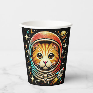 Vasos De Papel ¡Gato en la taza de papel espacial!