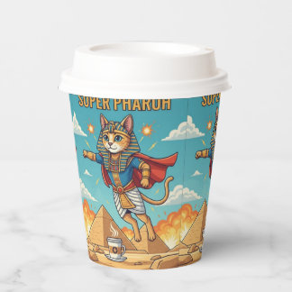 Vasos De Papel Gato Faraón - Felino Egipcio Antiguo Superhéroe