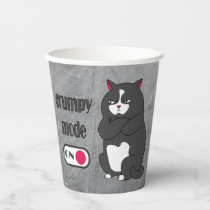Vasos De Papel Gato gordo divertido con modo gruñón
