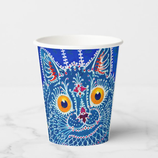 Vasos De Papel Gato gótico azul (Anverso)