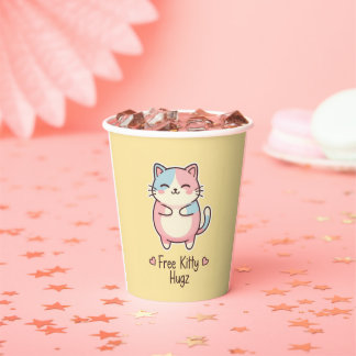 Vasos De Papel Gato Kawaii Adorable Papel de Fiesta Pastel de Reg