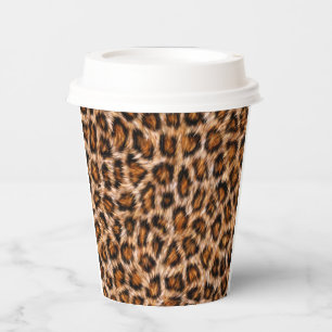 Vasos De Papel Gato Leopardo Jaguar Patrón Pelaje Marrón