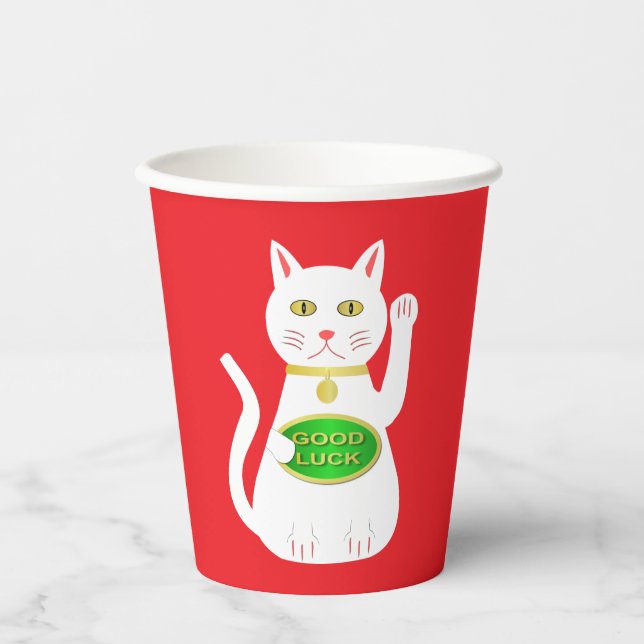 Vasos De Papel Gato Lucky Oriental (Anverso)
