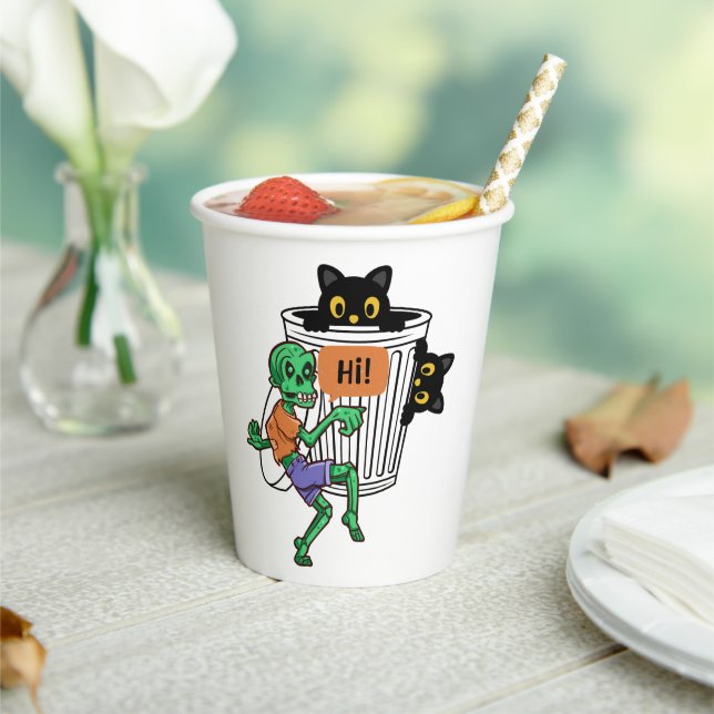 Vasos De Papel Gato Miedoso Halloween (in situ)