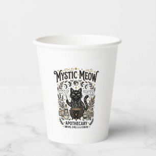 Vasos De Papel Gato Místico Maullido Bruja Mística Farmacéutica G