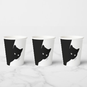 Vasos De Papel Gato negro astuto