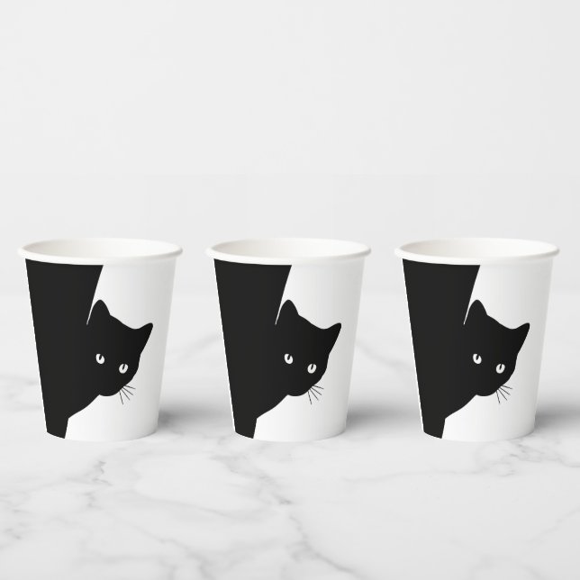 Vasos De Papel Gato negro astuto (Multi)