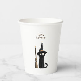 Vasos De Papel Gato Negro Caprichoso Feliz Halloween