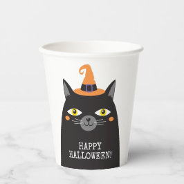 Vasos De Papel Gato negro de Halloween personalizado y caprichoso