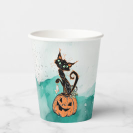 Vasos De Papel Gato negro en la taza de papel Halloween de calaba