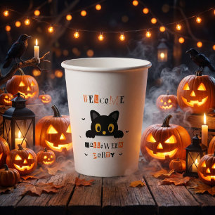 Vasos De Papel Gato Negro Lindo Halloween