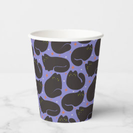 Vasos De Papel Gato Negro Retro en Púrpura