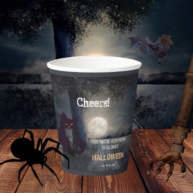 Vasos De Papel Gato negro Witch Brew Halloween (Subido por el creador)