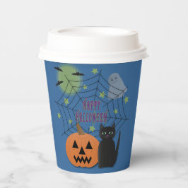 Vasos De Papel Gato negro y calabaza no asusta Halloween