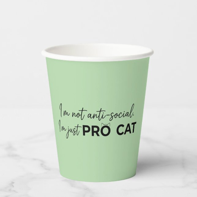 Vasos De Papel Gato Pro Divertido Introvertido Antisocial  (Anverso)