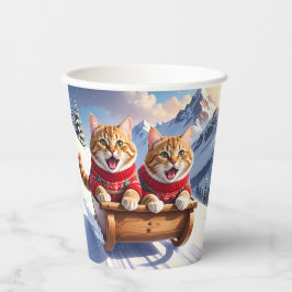Vasos De Papel Gato Sled Ride