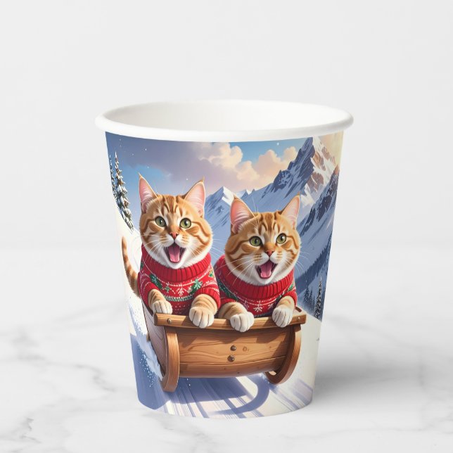Vasos De Papel Gato Sled Ride (Anverso)