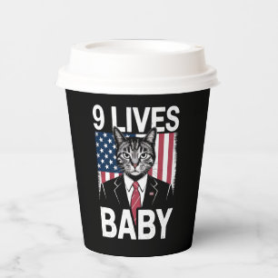 Vasos De Papel Gato Trump 9 Vidas Bebé Divertido Gato Trump