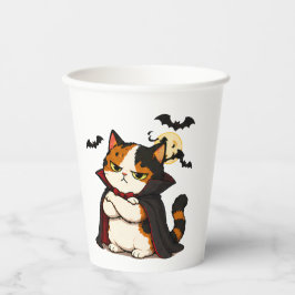 Vasos De Papel Gato vampiro gruñón de Halloween