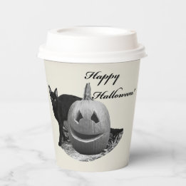 Vasos De Papel Gato y calabaza feliz Halloween