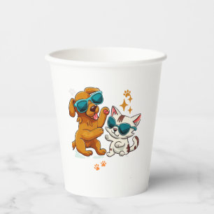 Vasos De Papel Gato y perro cortos 1