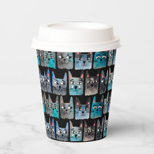 Vasos De Papel Gatos azules