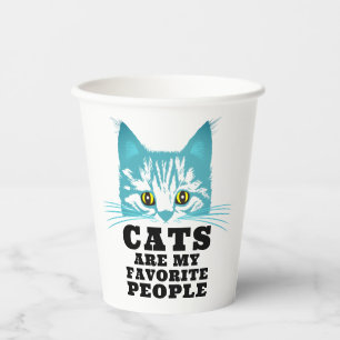 Vasos De Papel Gatos con Humor Son Mis Favoritos Tipografía Negra