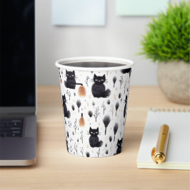 Vasos De Papel Gatos de Halloween