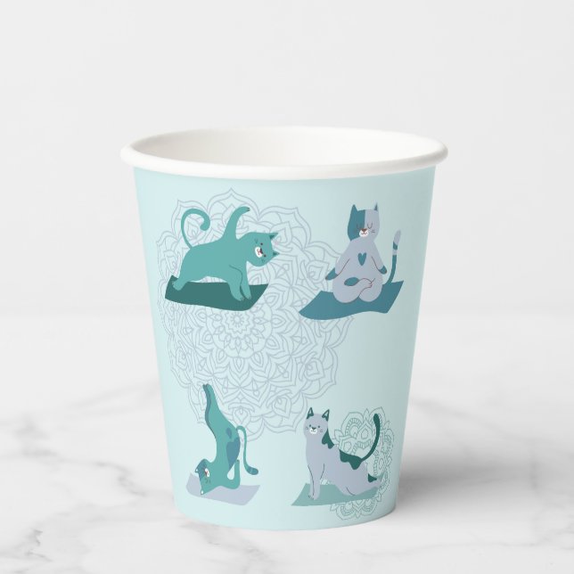 Vasos De Papel Gatos de yoga (Anverso)