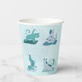 Vasos De Papel Gatos de yoga verdes