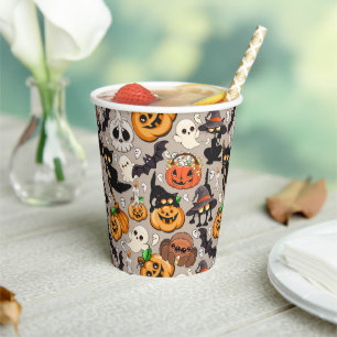 Vasos De Papel Gatos divertidos de Halloween en una fiesta