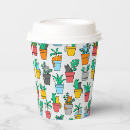 Vasos De Papel Gatos en macetas de flores