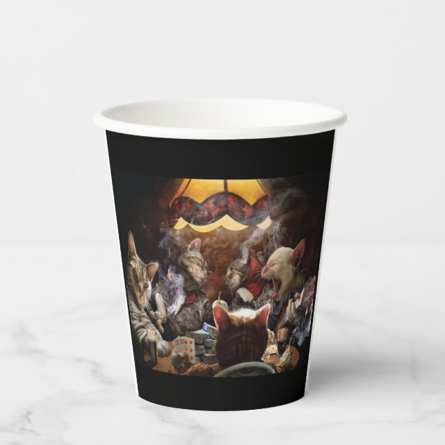 Vasos De Papel Gatos jugando al póquer (Anverso)