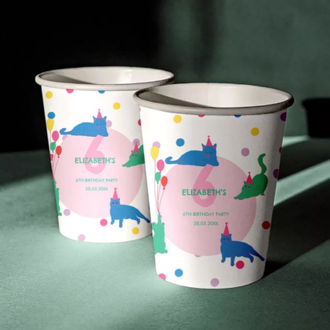 Vasos De Papel Gatos Juguetones Cumpleaños Perfecto (Subido por el creador)
