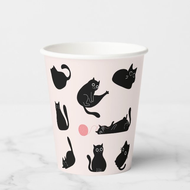 Vasos De Papel Gatos negros tontos (Anverso)