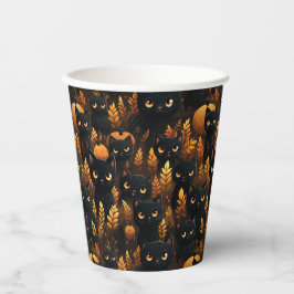 Vasos De Papel Gatos negros y calabazas