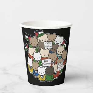 Vasos De Papel Gatos por Palestina – Gatos Kawaii por la Justicia