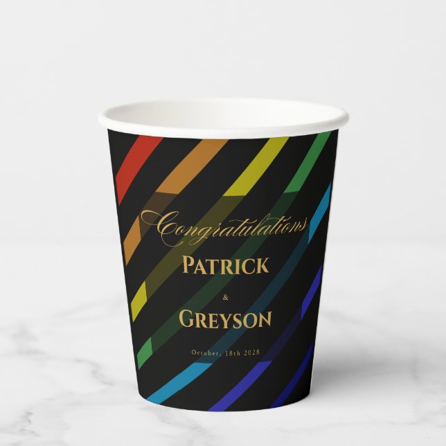 Vasos De Papel Gay Men Wedding Elegant Rainbow Paper Cups (Reverso )