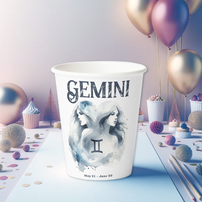 Vasos De Papel Gemini Twins Zodiac fiesta de cumpleaños temática (Check Our Complete Collection of Gemini Zodiac Products. From Invites, to Party Decor, & Gifts!)
