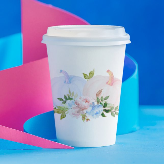 Vasos De Papel Género de calabaza revelar otoño azul rosado (Subido por el creador)