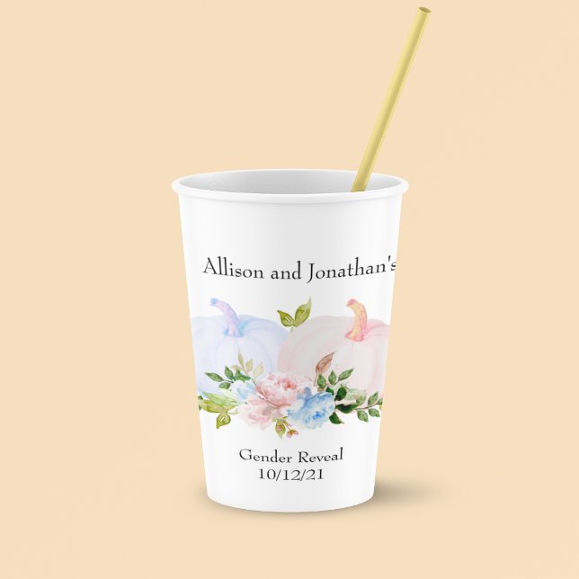 Vasos De Papel Género de la calabaza de otoño revelar azul rosado (Subido por el creador)