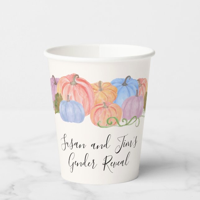 Vasos De Papel Género de otoño revela pequeño tema de calabaza (Izquierda)