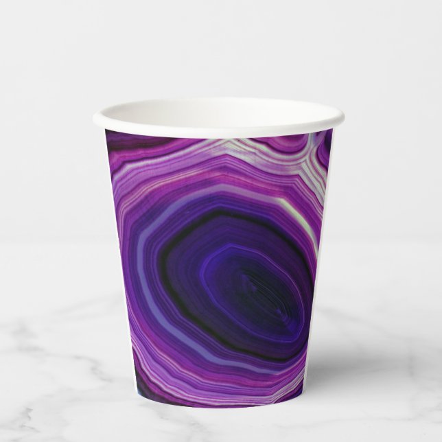 Vasos De Papel Géode Púrpura Girada Caída (Anverso)