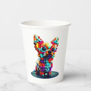Vasos De Papel Geometría colorida Chihuahua 3D en estilo moderno