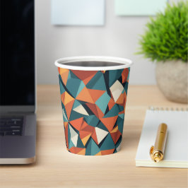 Vasos De Papel Geométrico de mediados de siglo en azul turquesa y