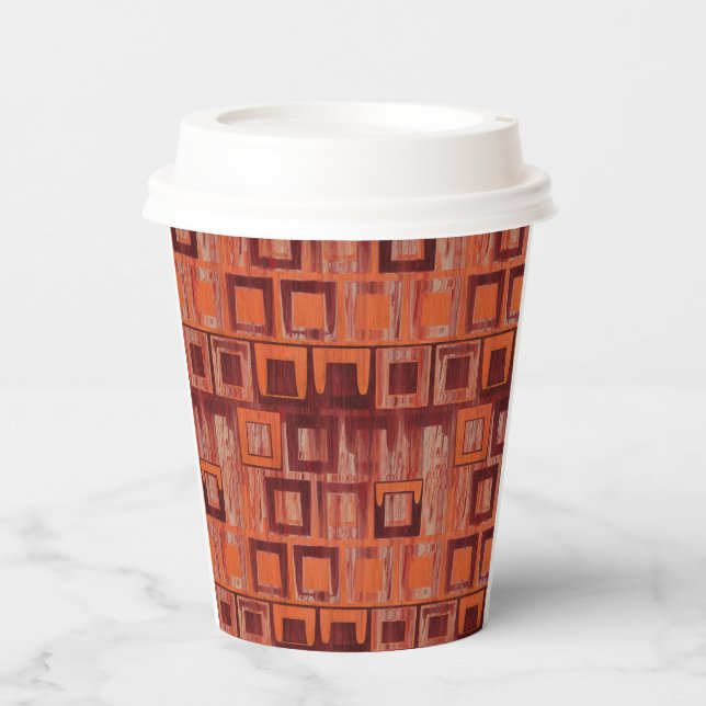 Vasos De Papel Geométrico rojo y Naranja (Anverso)