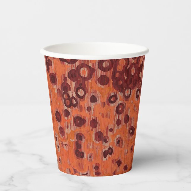 Vasos De Papel Geométrico rojo y Naranja (Anverso)
